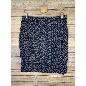 Banana Republic Womens 10 Pencil Skirt Lined Blue Animal Print Zip Back Career